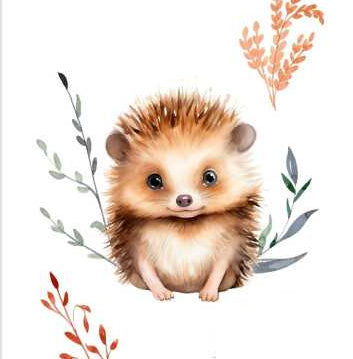 Couverture Plaid Hérisson Forêt | 70cm x 95cm | Couleur minky au choix