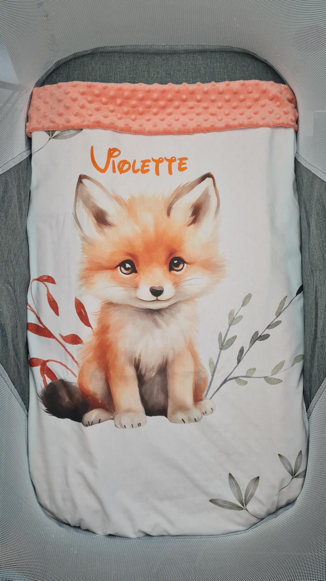 Couverture Plaid Renard Forêt | 70cm x 95cm | Couleur minky au choix - Calincaline.be