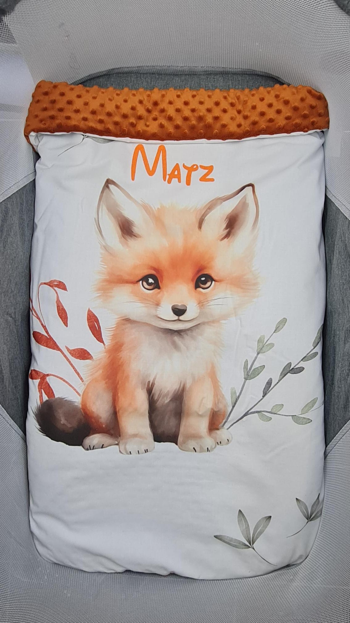 Couverture Plaid Renard Forêt | 70cm x 95cm | Couleur minky au choix - Calincaline.be