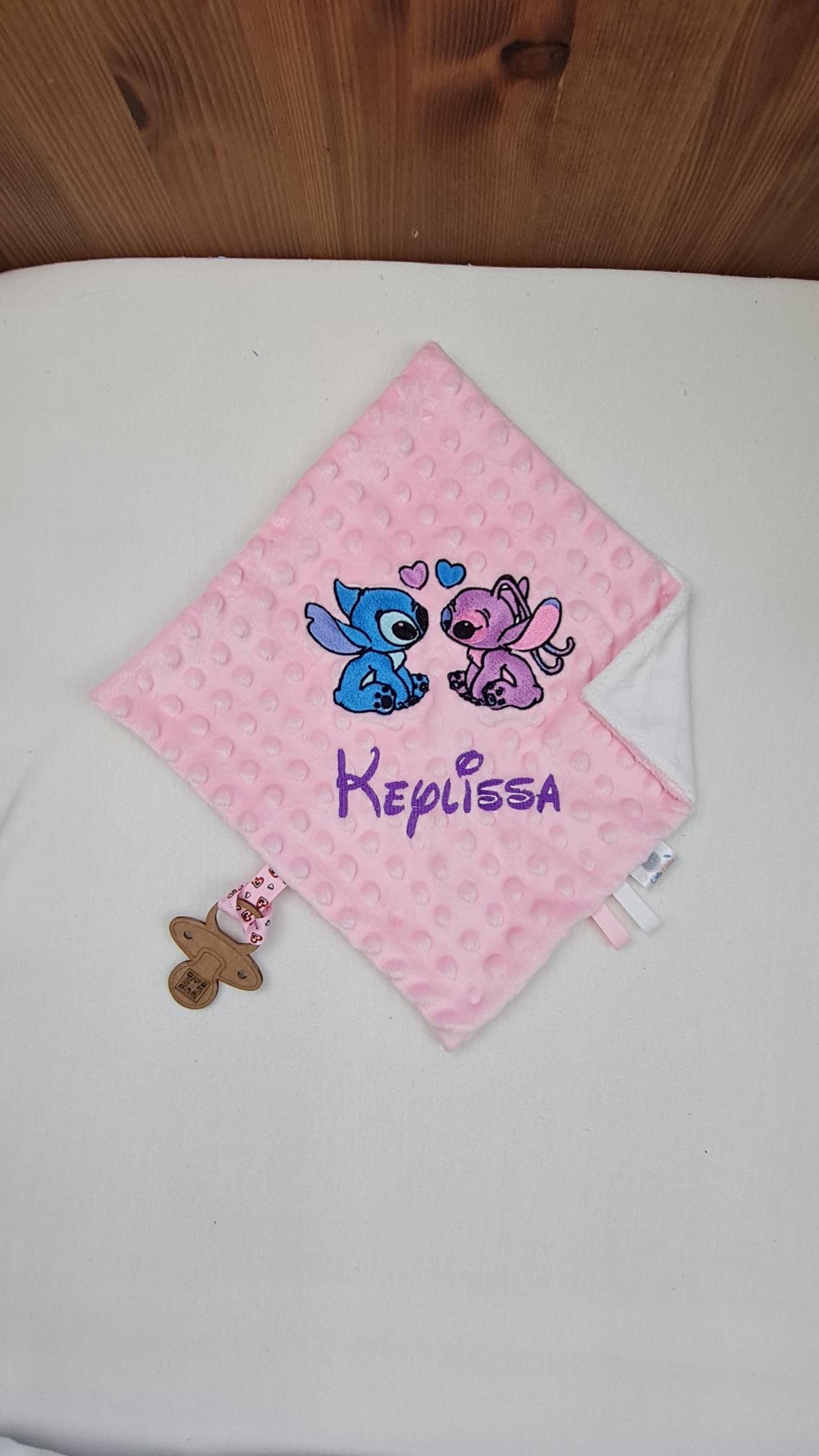 Créez Votre Doudou Minky Carré Personnalisé | 30cm | Fille - Calincaline.be