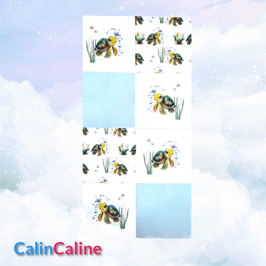 Créez Votre Panier à Lingettes Lavables Pour Bébé | Tortue de mer Bleu