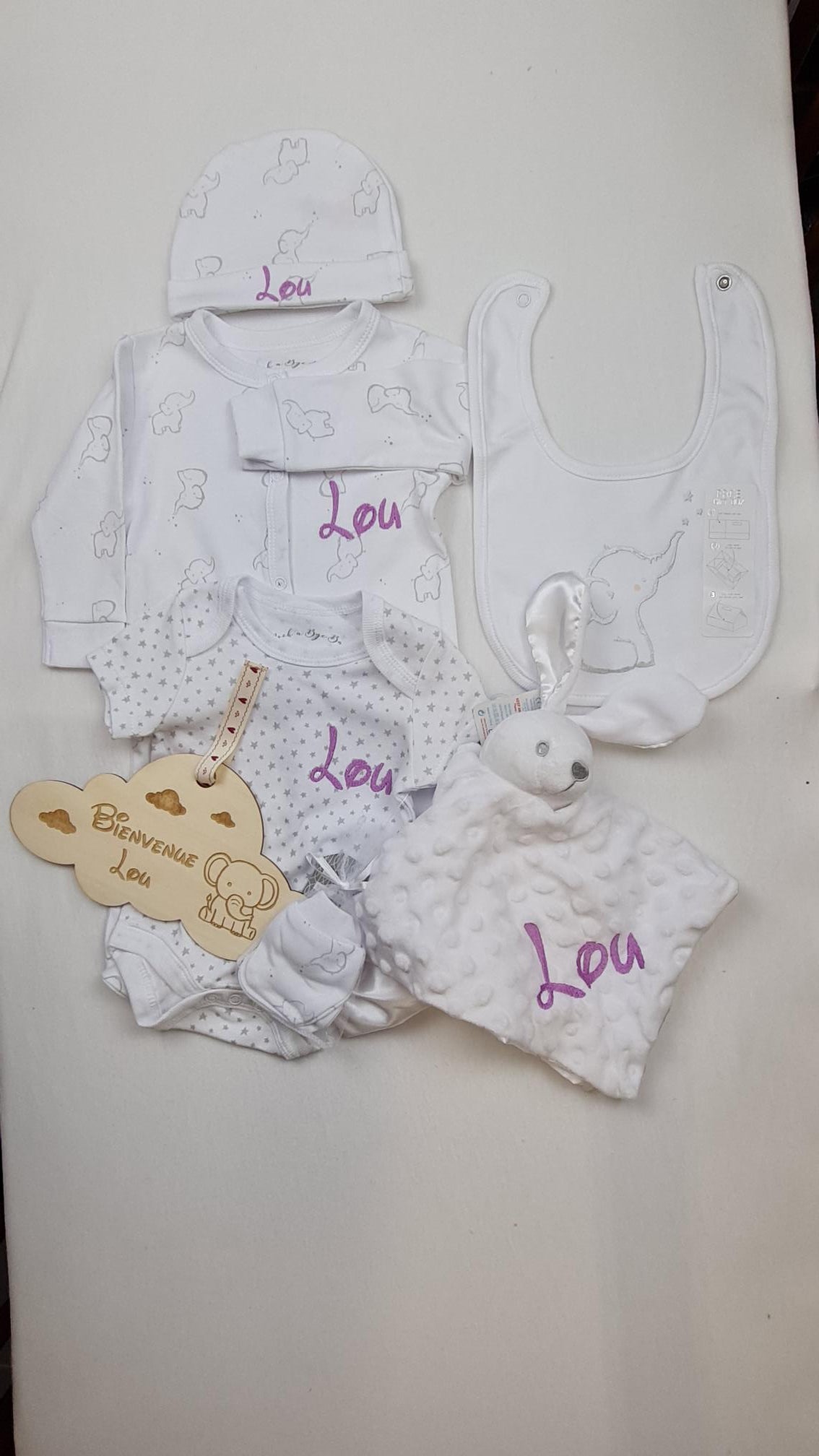 Kit de naissance 6 pièces Baby Eléphant | 3 tailles | A personnaliser