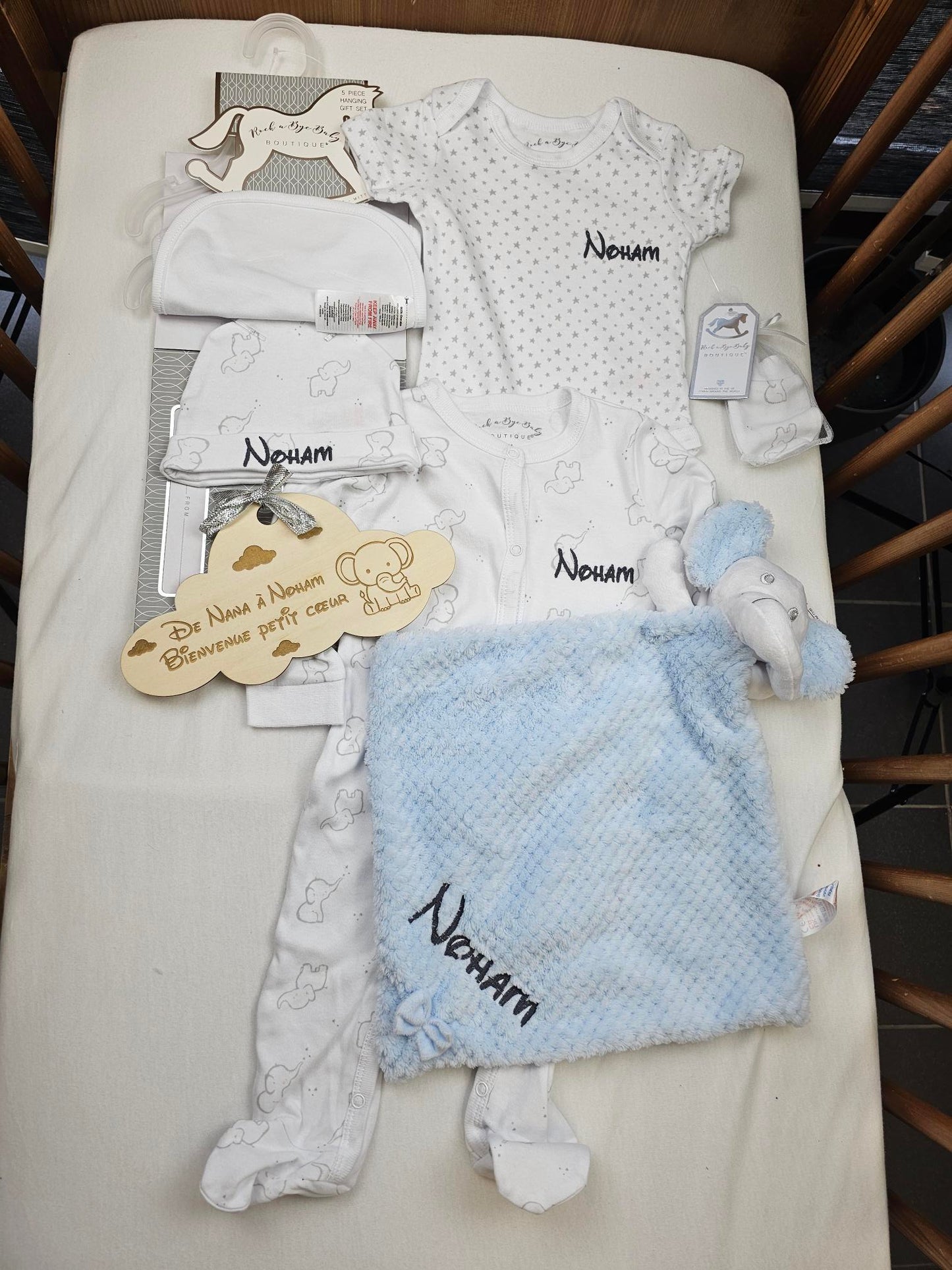 Kit de naissance 6 pièces Baby Eléphant | 3 tailles | A personnaliser