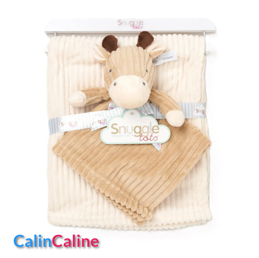 Pack Bébé A Personnaliser | Couverture Eté 75cm x 90cm + Doudou Girafe 35cm | Polyester
