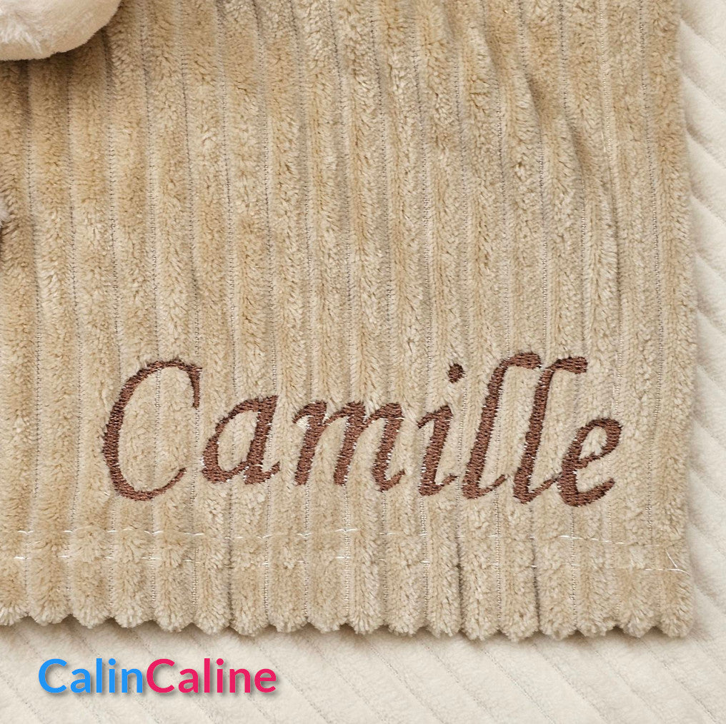 Pack Bébé A Personnaliser | Couverture Eté 75cm x 90cm + Doudou Girafe 35cm | Polyester