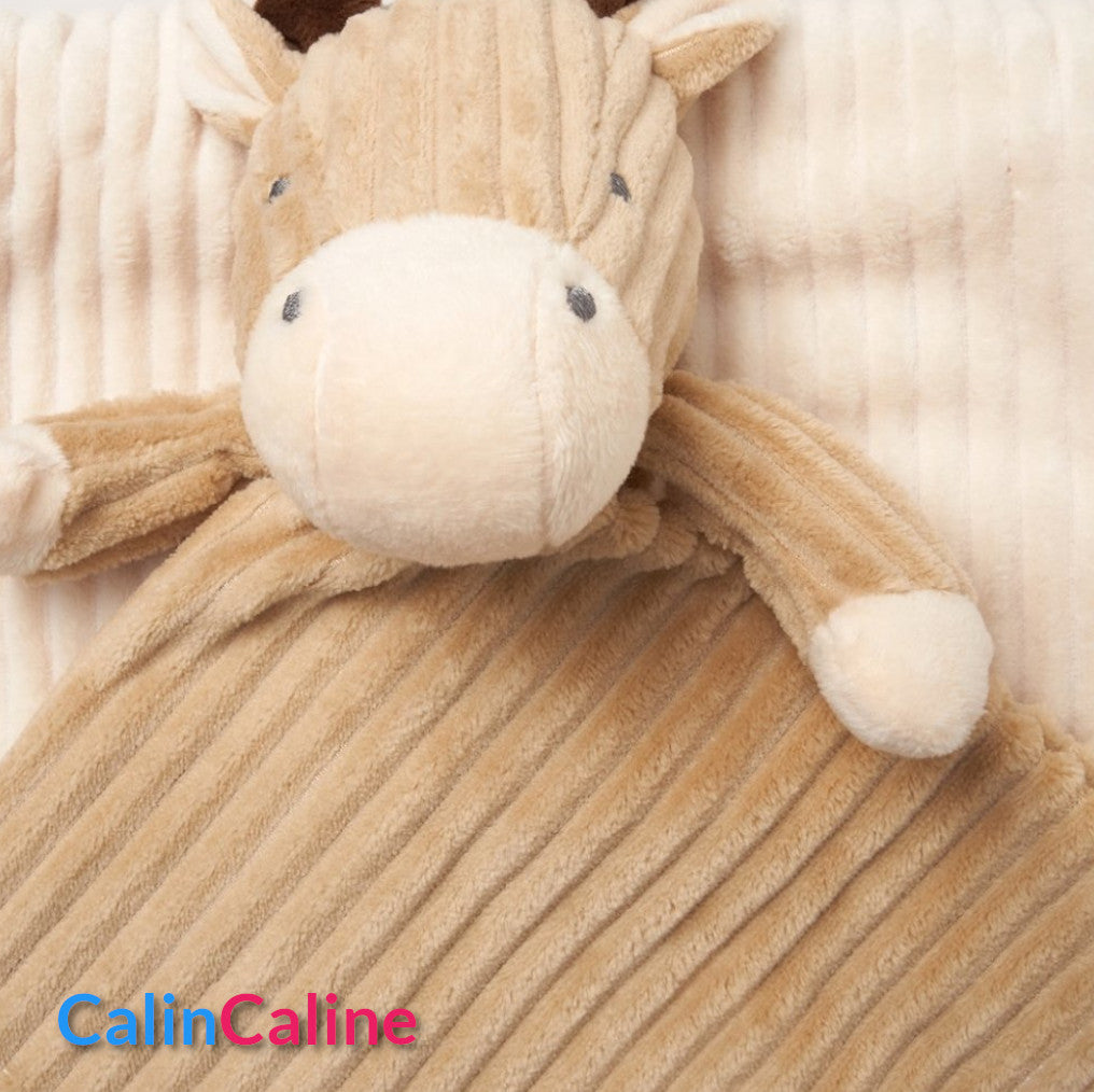 Pack Bébé A Personnaliser | Couverture Eté 75cm x 90cm + Doudou Girafe 35cm | Polyester