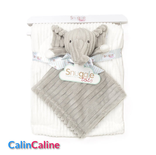 Pack Bébé A Personnaliser | Couverture Eté 75cm x 90cm + Doudou éléphant 35cm | Polyester (Copie)