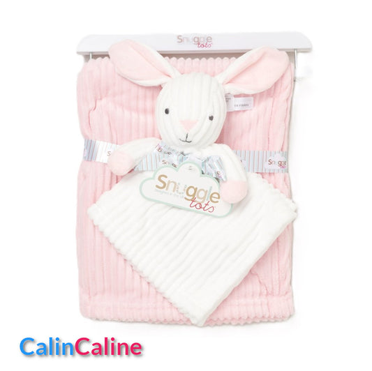 Pack Bébé A Personnaliser | Couverture Eté Rose 75cm x 90cm + Doudou Lapin 35cm | Polyester (Copie) (Copie)