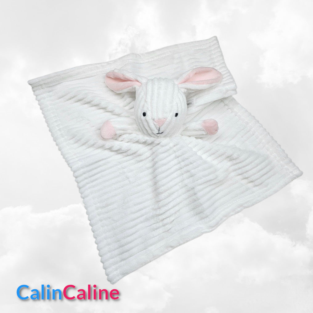 Pack Bébé A Personnaliser | Couverture Eté Rose 75cm x 90cm + Doudou Lapin 35cm