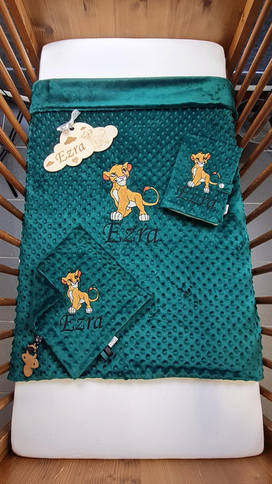 Pack Couverture + Doudou 30cm + Protège carnet assortis | Cadeau Personnalisé | Minky