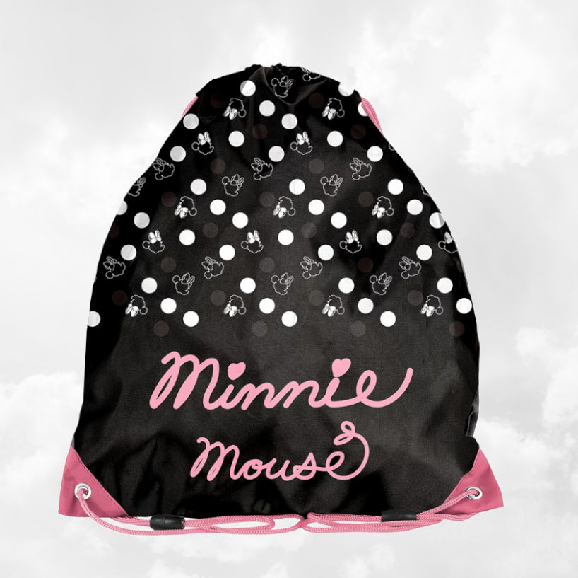 Sac de gym | Sac à chaussures Enfant 38cm | Minnie Noir Pois