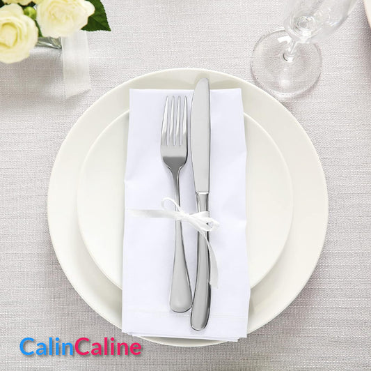 Serviette de Table 46cm x 46cm | Blanc | Avec Prénom Brodé