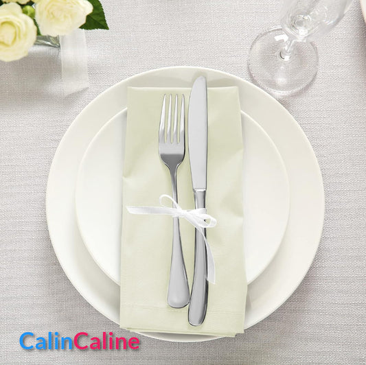 Serviette de Table 46cm x 46cm | Ivoire | Avec Prénom Brodé