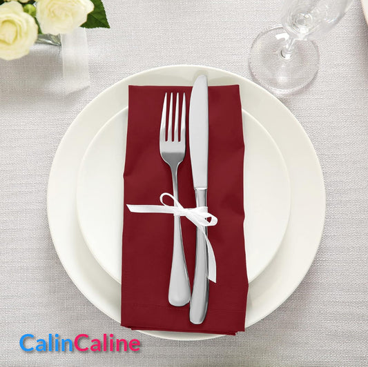 Serviette de Table 46cm x 46cm | Rouge | Avec Prénom Brodé