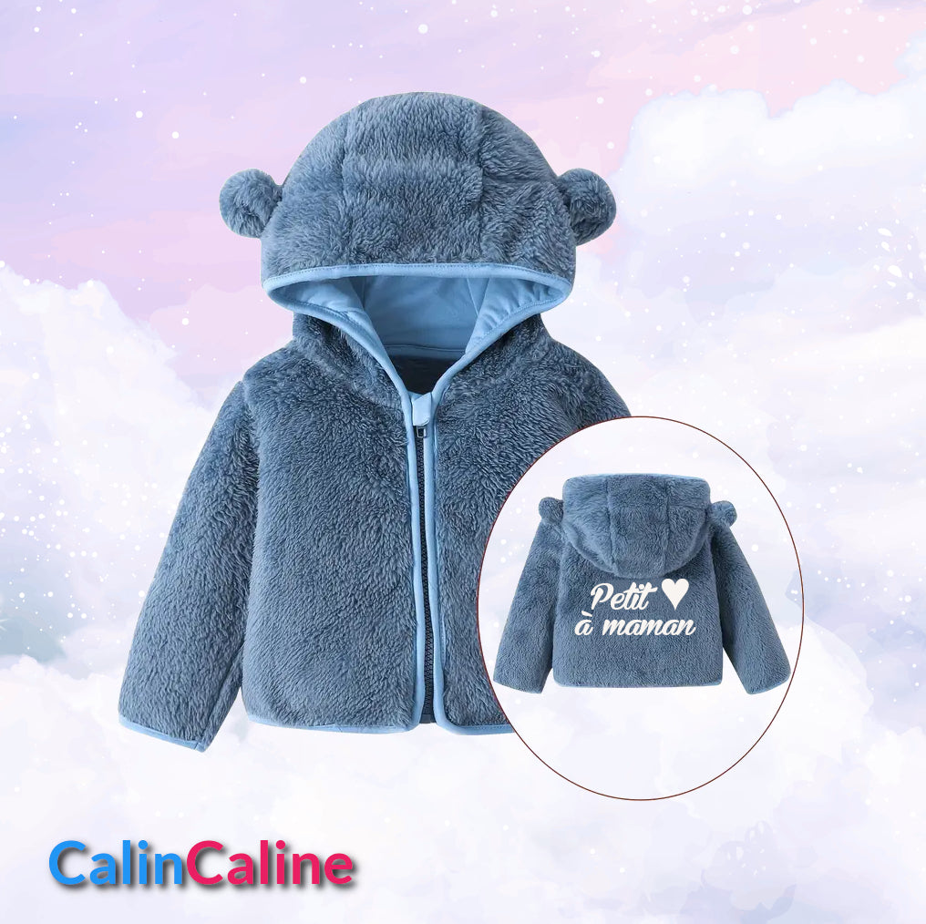 Veste Polaire Enfant -Bleu Jeans- | Message Brodé | De 6mois à 2 ans