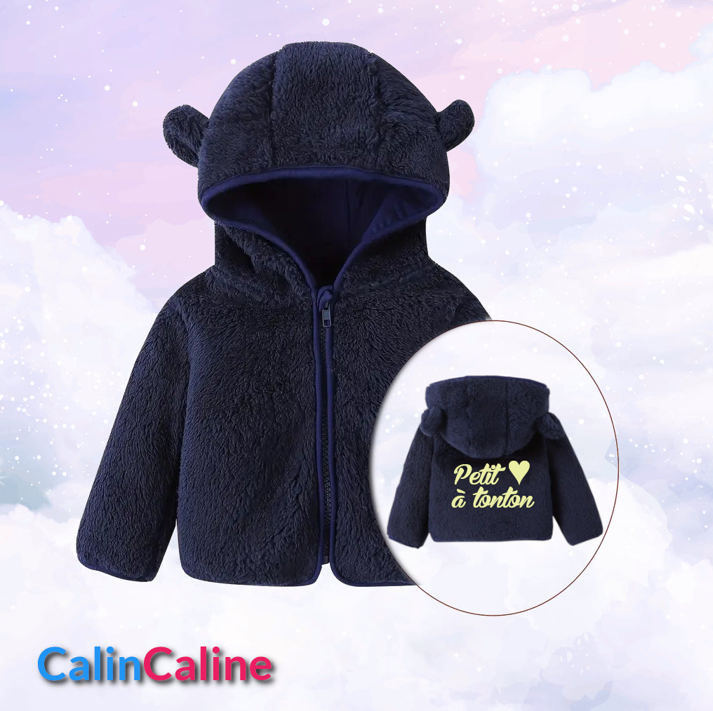 Veste Polaire Enfant -Bleu Marine- | Message Brodé | De 6mois à 2 ans