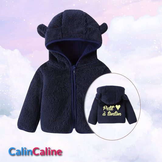 Veste Polaire Enfant -Bleu Marine- | Message Brodé | De 6mois à 2 ans