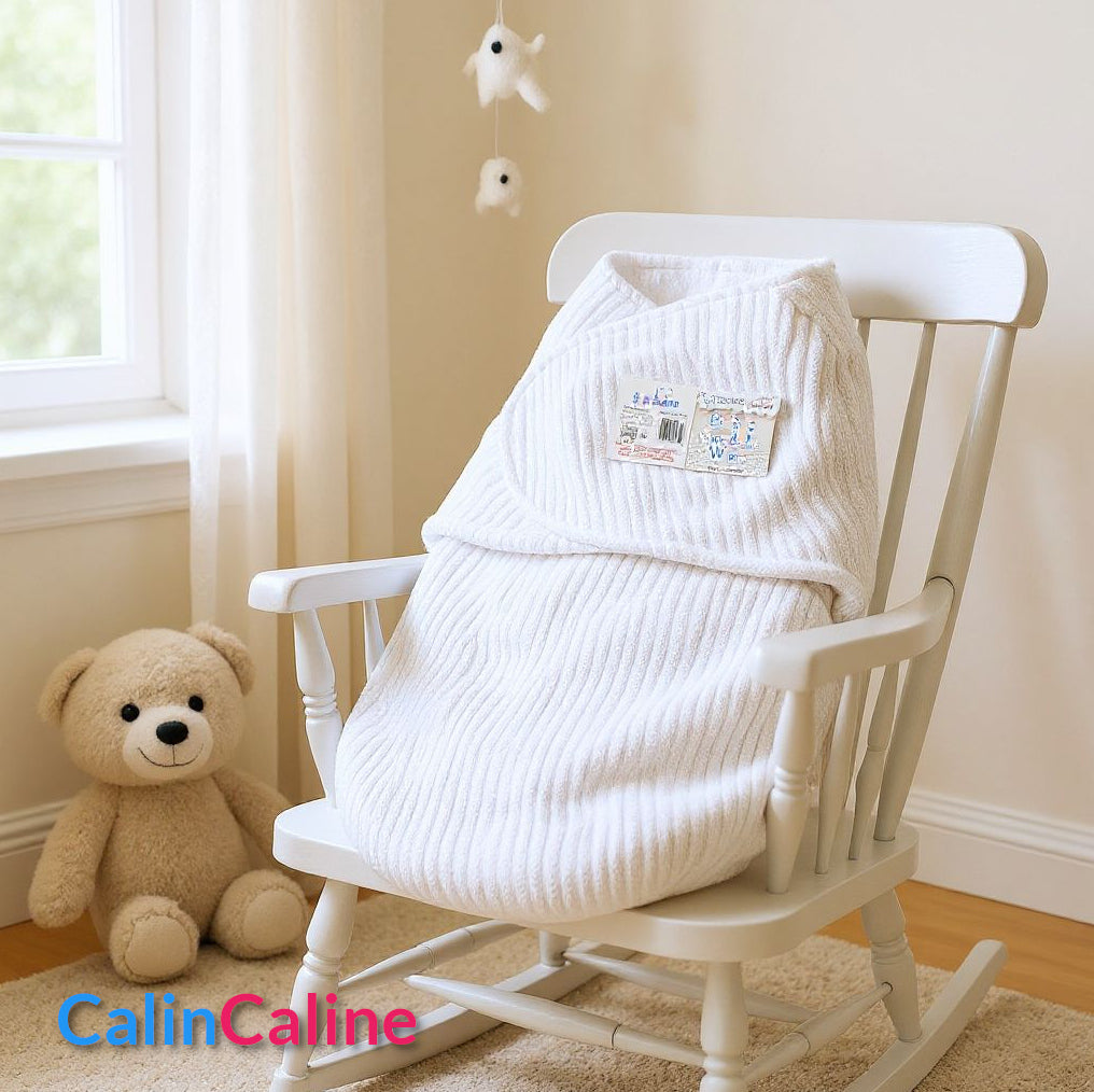 Couverture d'Emmaillotage Bébé | Blanc | 51cm x 30cm | Avec Prénom Brodé