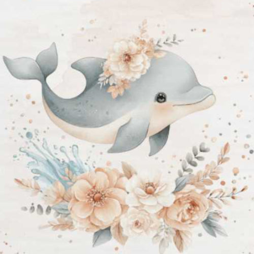 Couverture Plaid Bébé | Dauphin Boho | 70cm x 95cm | A Personnaliser