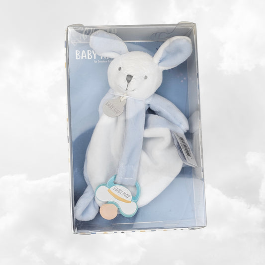 Doudou & Attache Sucette Lapinou Bleu Personnalisé | BabyNat