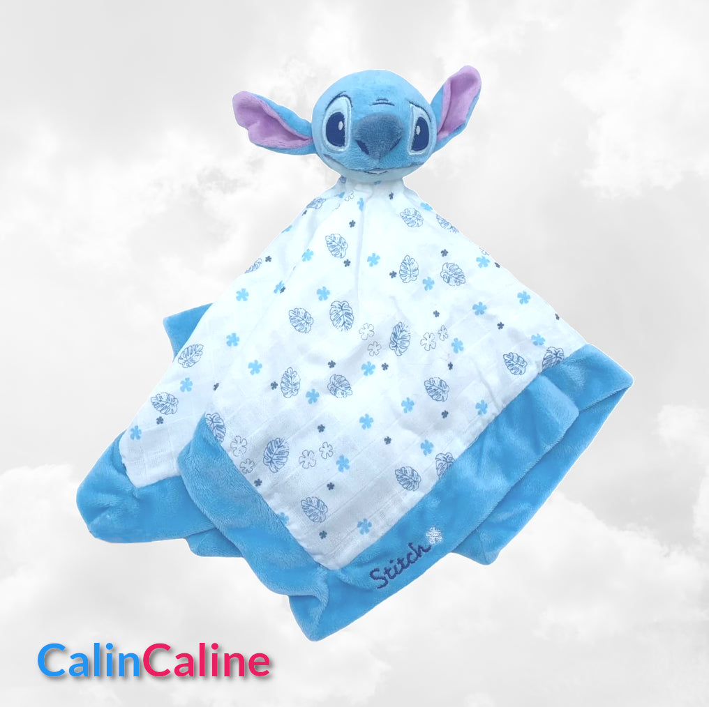 Doudou Mouchoir Disney Stitch Personnalisé | 40cm | Bleu Foncé