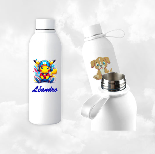 Gourde Isotherme Blanche Personnalisée | Double paroi | 500 ml | Inox