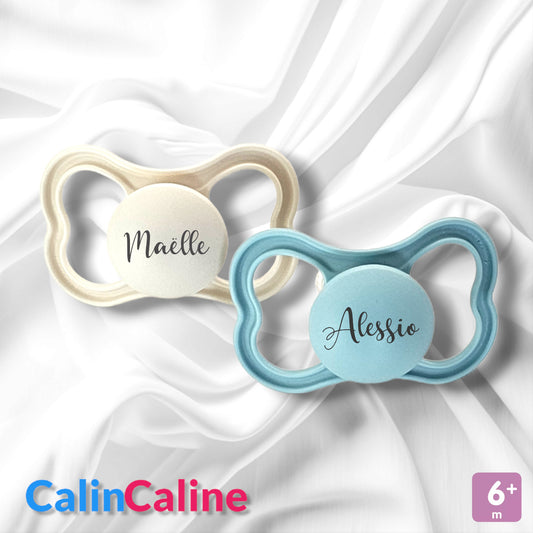 2 Sucettes MAM AIR Personnalisées | 6+ mois | Beige et Bleu
