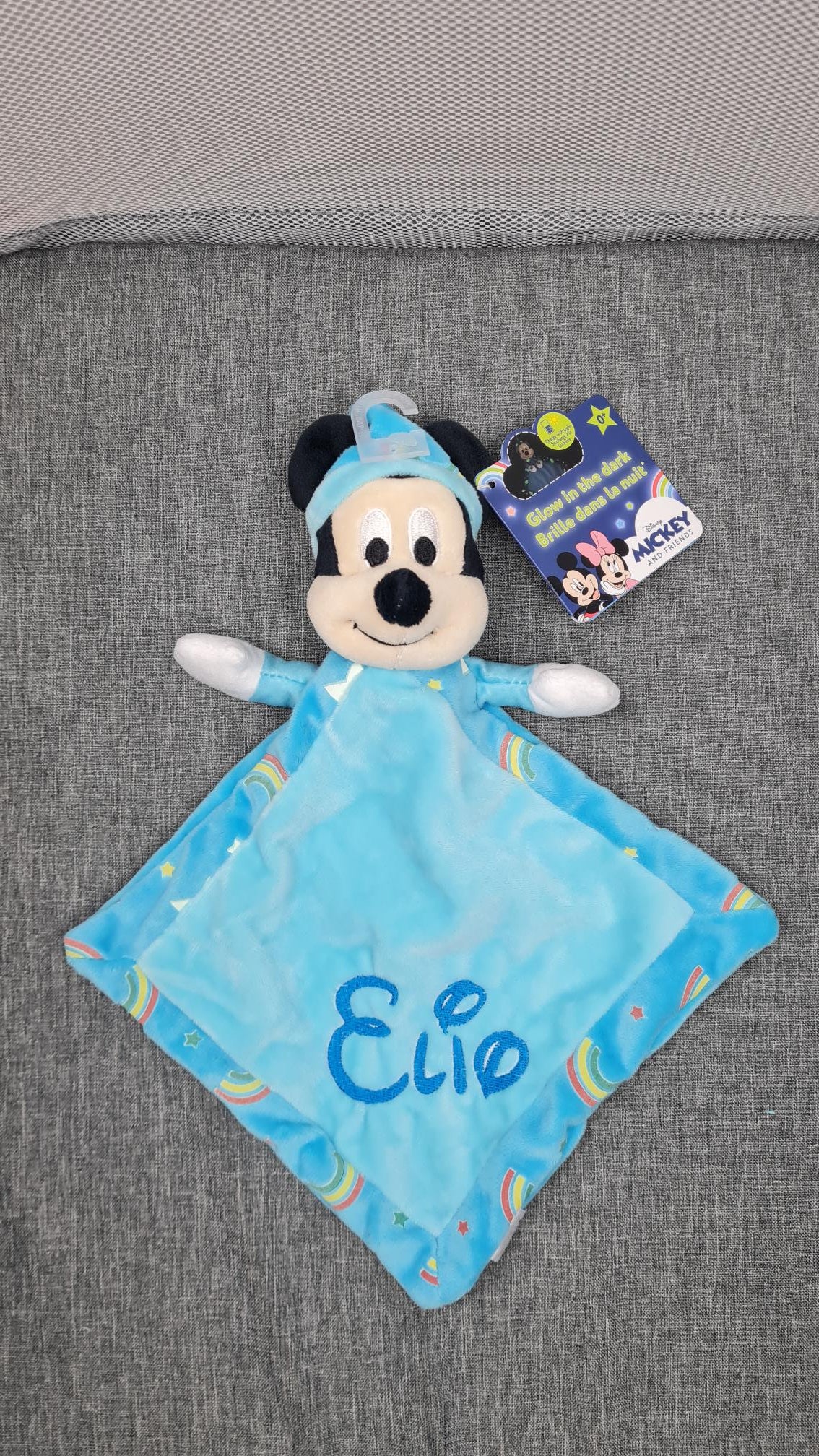 Doudou Disney Bébé Mickey Phosphorescent Personnalisé - Calincaline.be