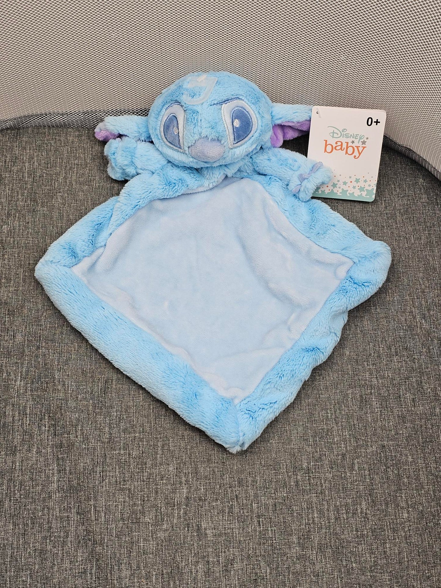 Doudou Mouchoir Disney Stitch Bleu Pastel 38cm | Avec prénom brodé