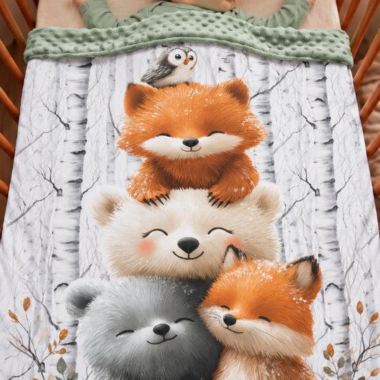 Couverture Plaid Bébé | Animaux Happy | 70cm x 95cm | A Personnaliser