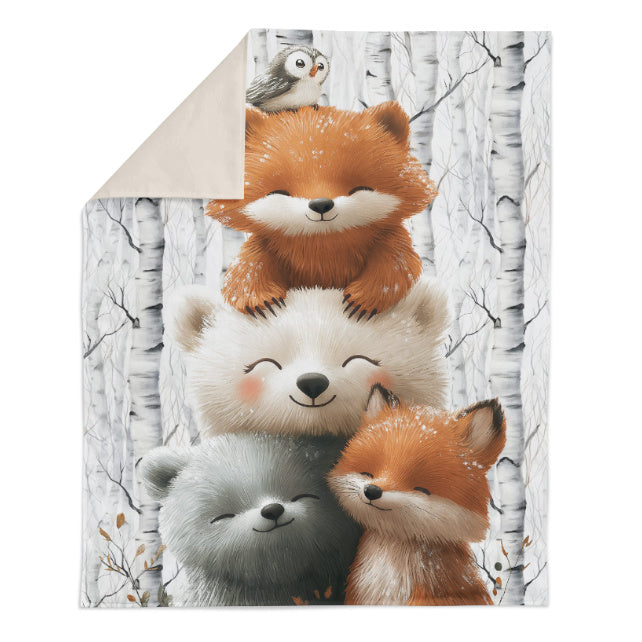 Couverture Plaid Bébé | Animaux Happy | 70cm x 95cm | A Personnaliser