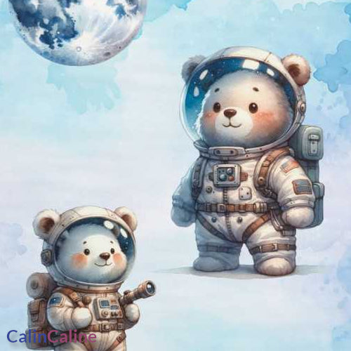 Couverture Plaid Bébé | Ourson Astronaute Bleu | 70cm x 95cm | A Personnaliser