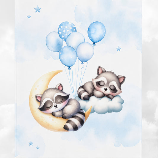Couverture Plaid Bébé | Ratons Dans Les Nuages | 70cm x 95cm | A Personnaliser