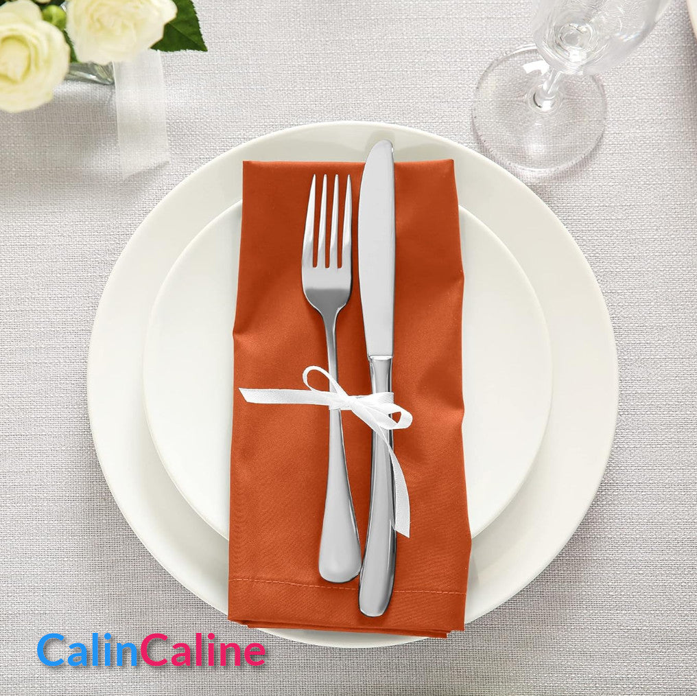 Serviette de Table 46cm x 46cm | Orange | Avec Prénom Brodé