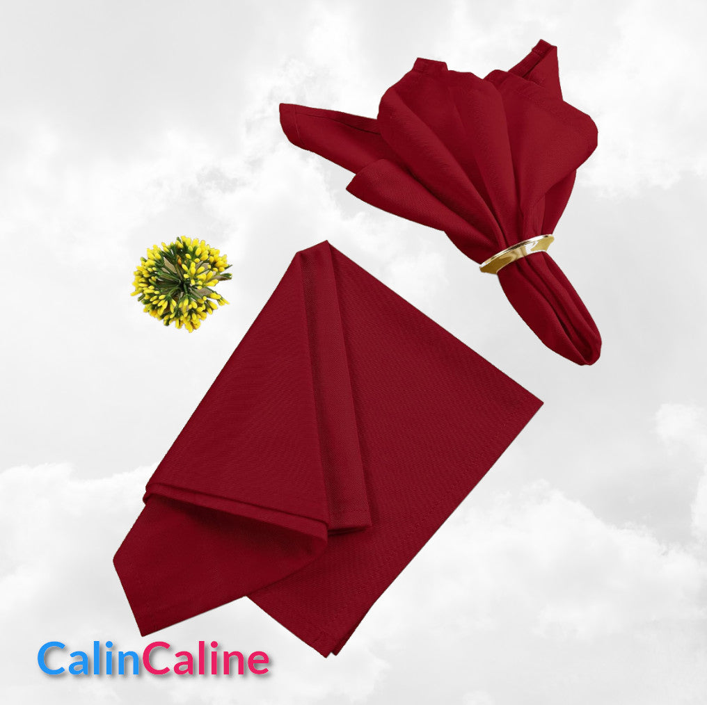 Serviette de Table 46cm x 46cm | Rouge | Avec Prénom Brodé