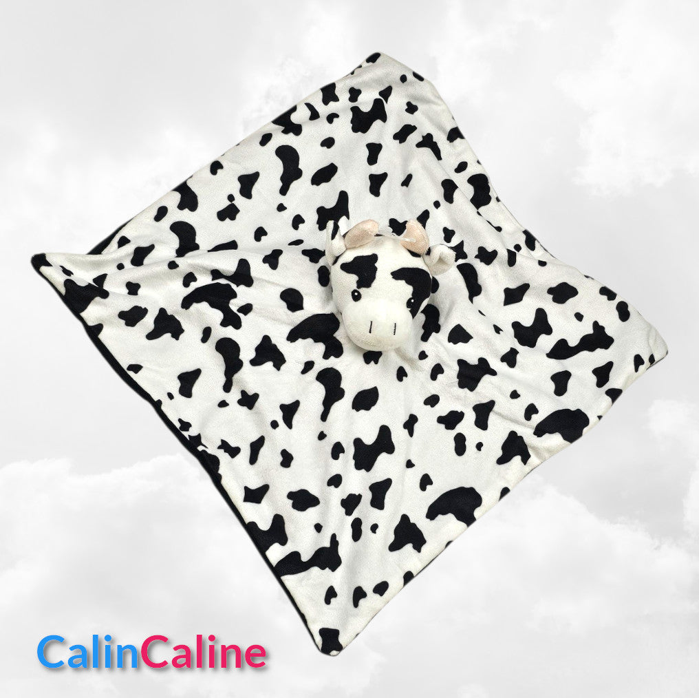 Doudou Mouchoir Plat Vache 35cm | Prénom Personnalisé