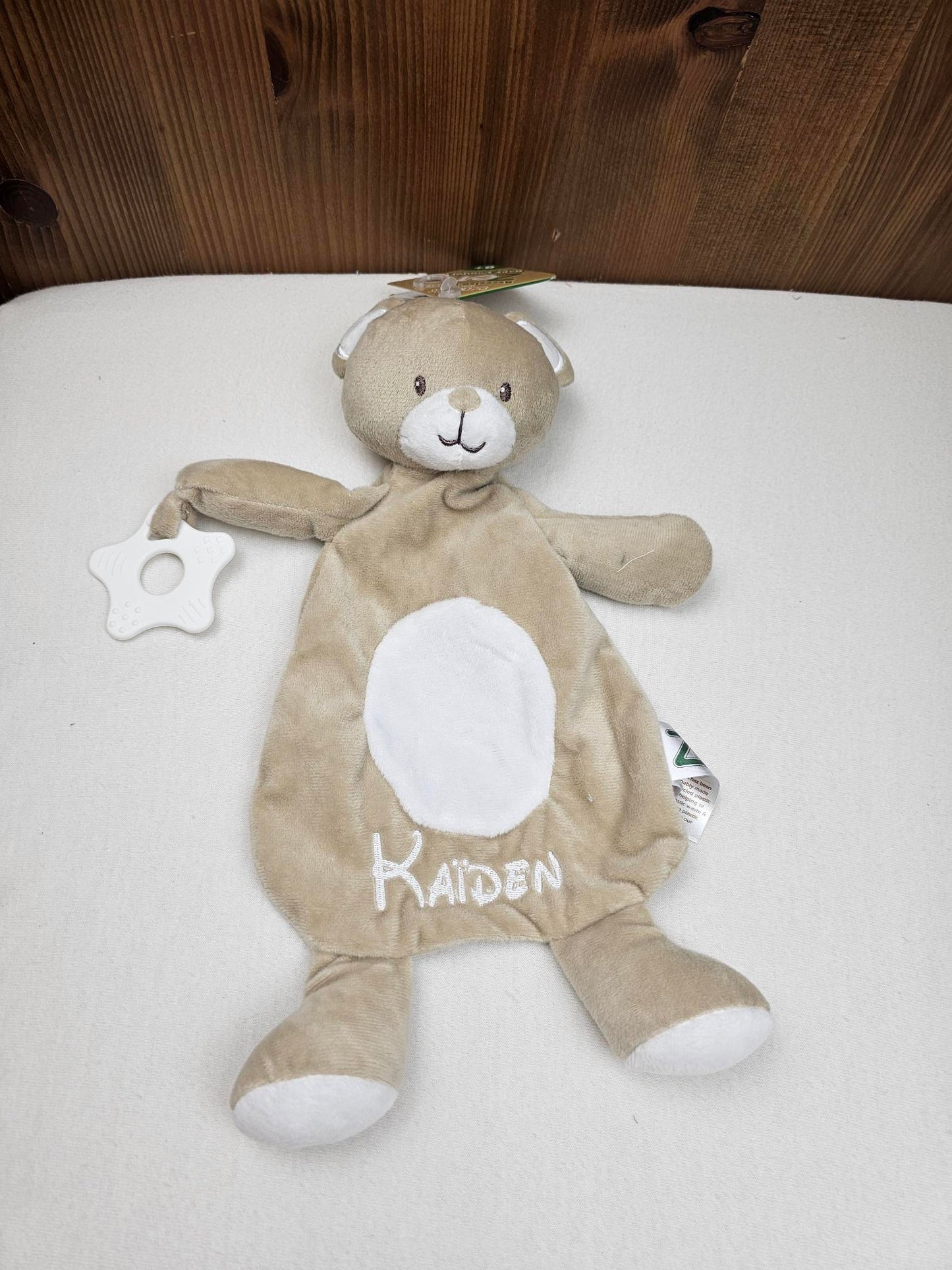 Doudou Ourson 28cm Brun Avec Anneau de Dentition | Prénom Brodé
