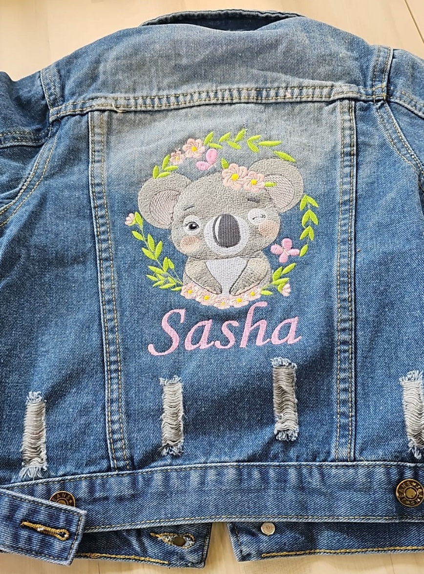 Veste en Jeans Enfant Bleu Foncé | 2-3 ans personnalisée Koala
