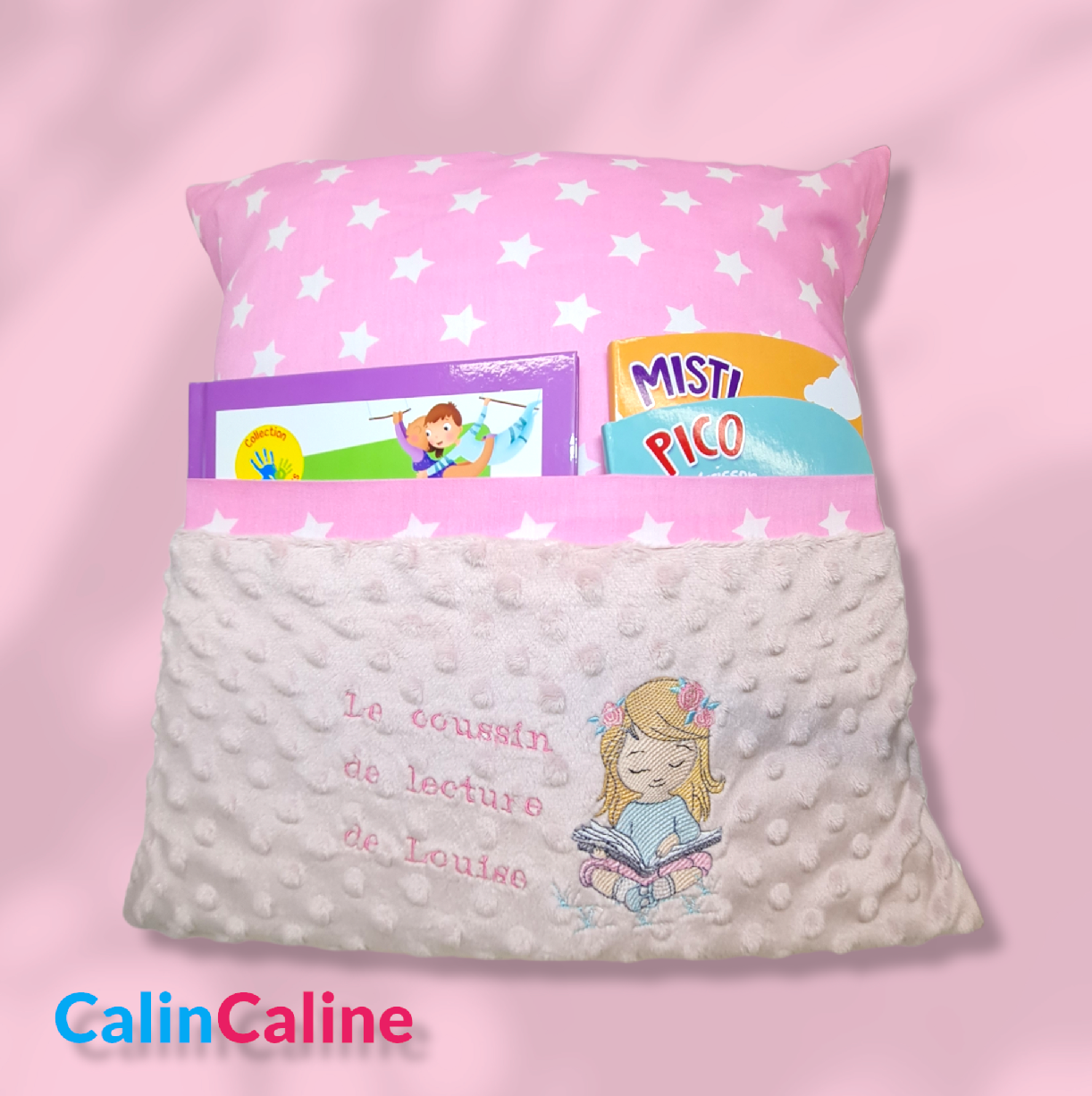 Coussin de lecture fille personnalisé