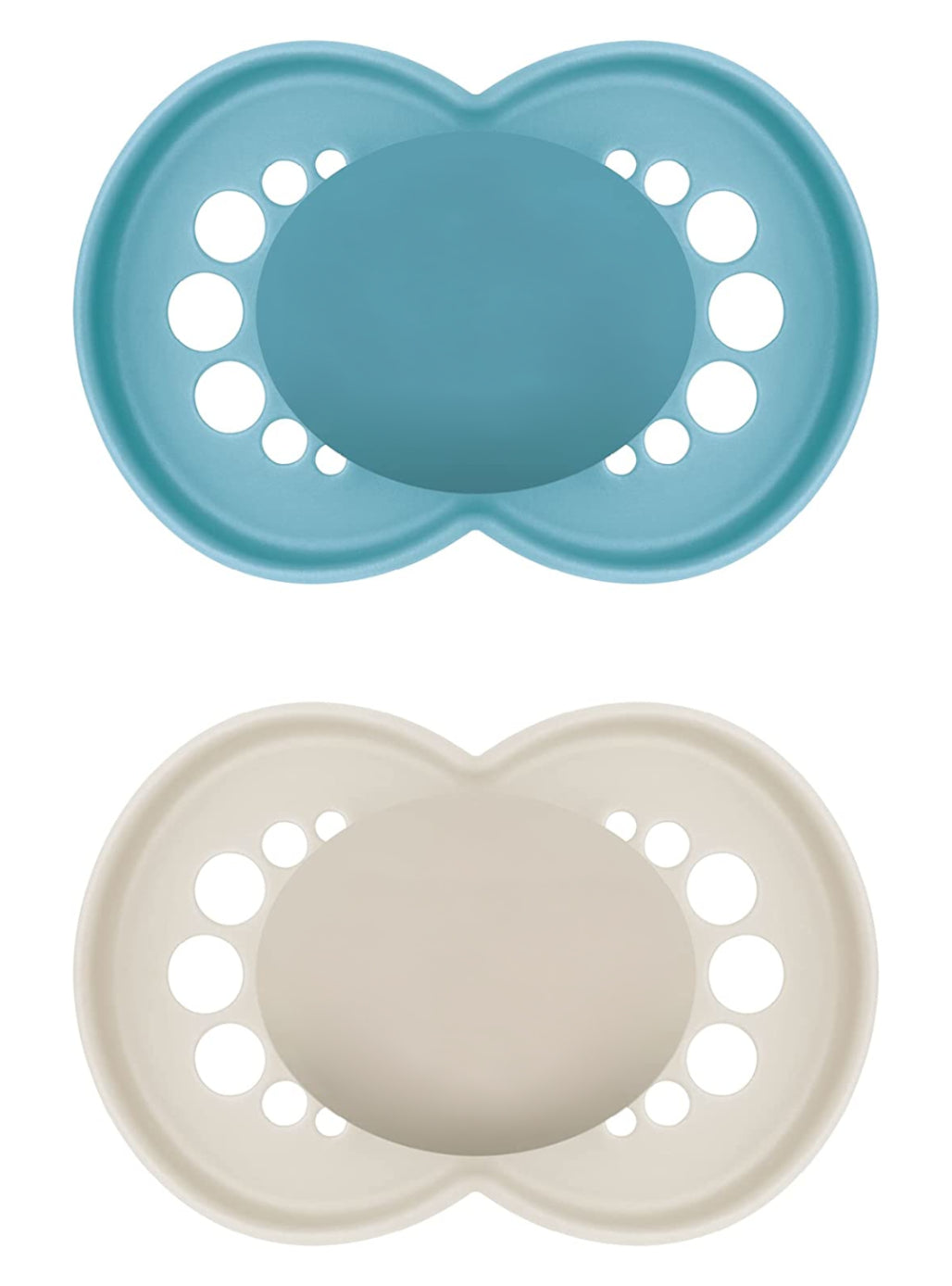 2 Sucettes MAM PURE personnalisées | 6-16 mois | 100% Durable | Bleu et Beige