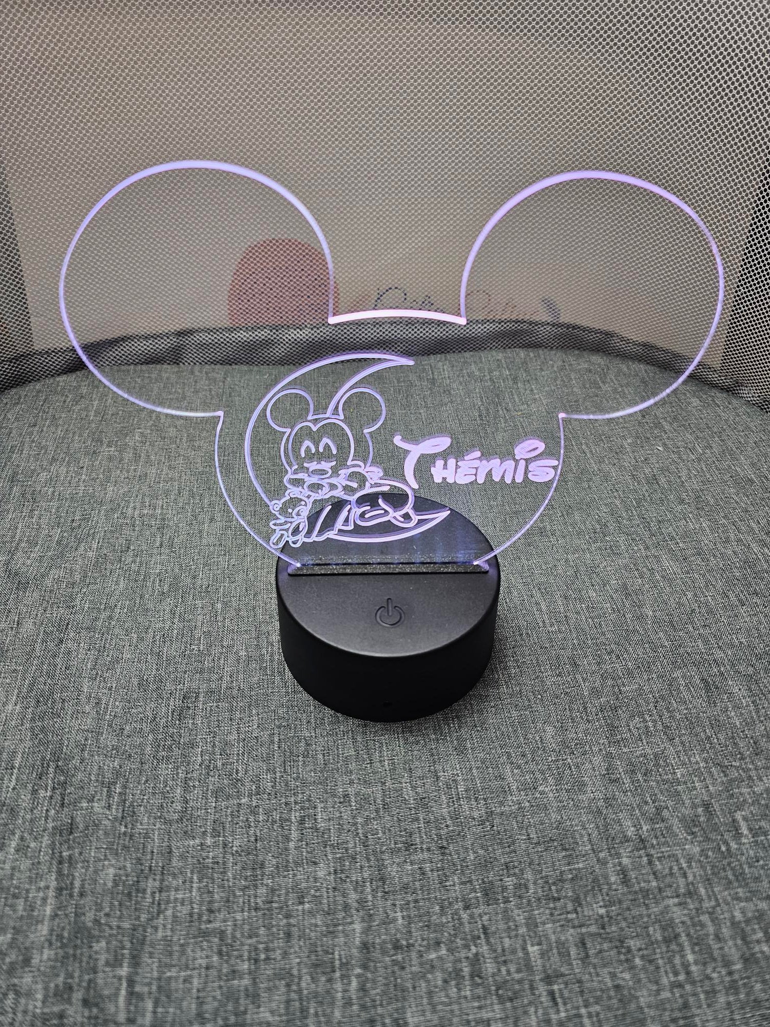 Veilleuse LED enfant personnalisée | Tête Mickey | Avec prénom et personnage