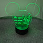 Veilleuse LED enfant personnalisée | Tête Mickey | Avec prénom et personnage