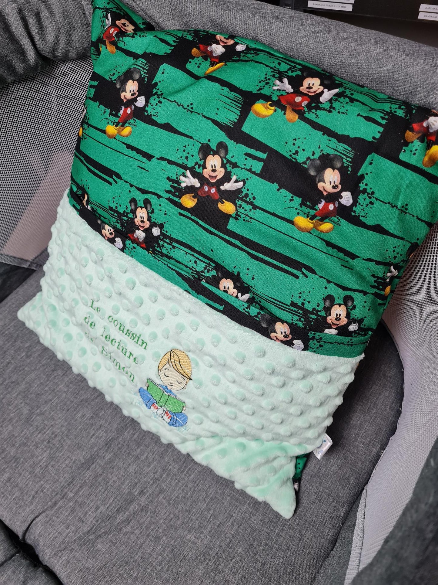 Coussin de lecture garçon personnalisé avec prénom | Coussin inclus | 45cm x 45cm