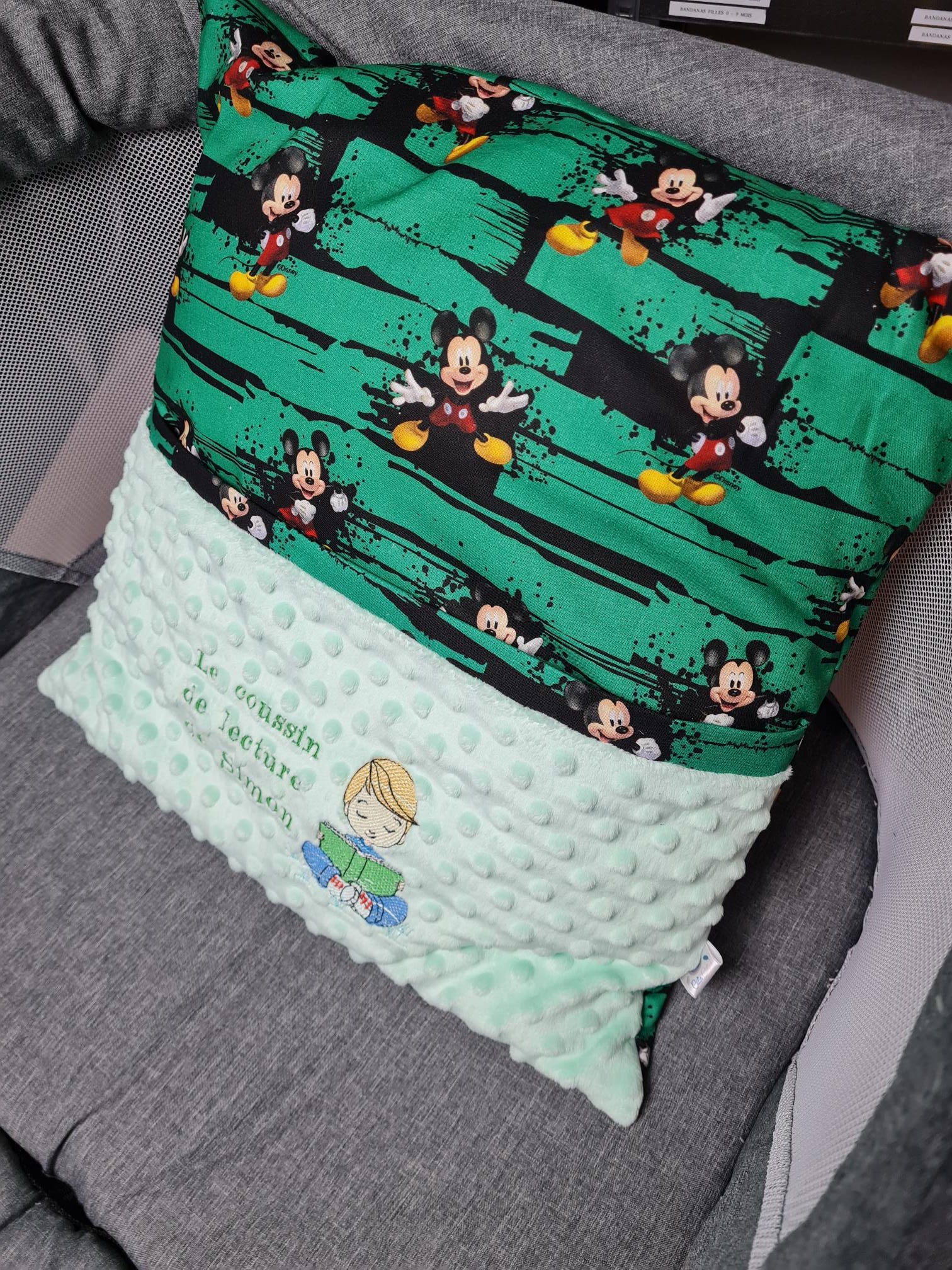 Coussin de lecture garçon personnalisé avec prénom | Coussin inclus | 45cm x 45cm