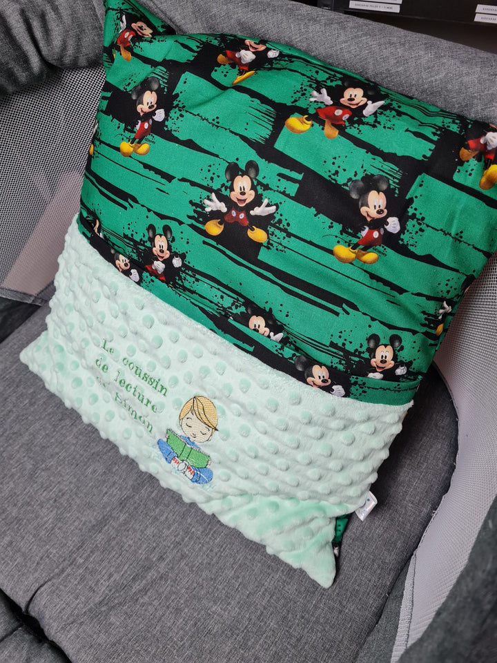 Coussin de lecture garçon personnalisé avec prénom | Coussin inclus | 45cm x 45cm