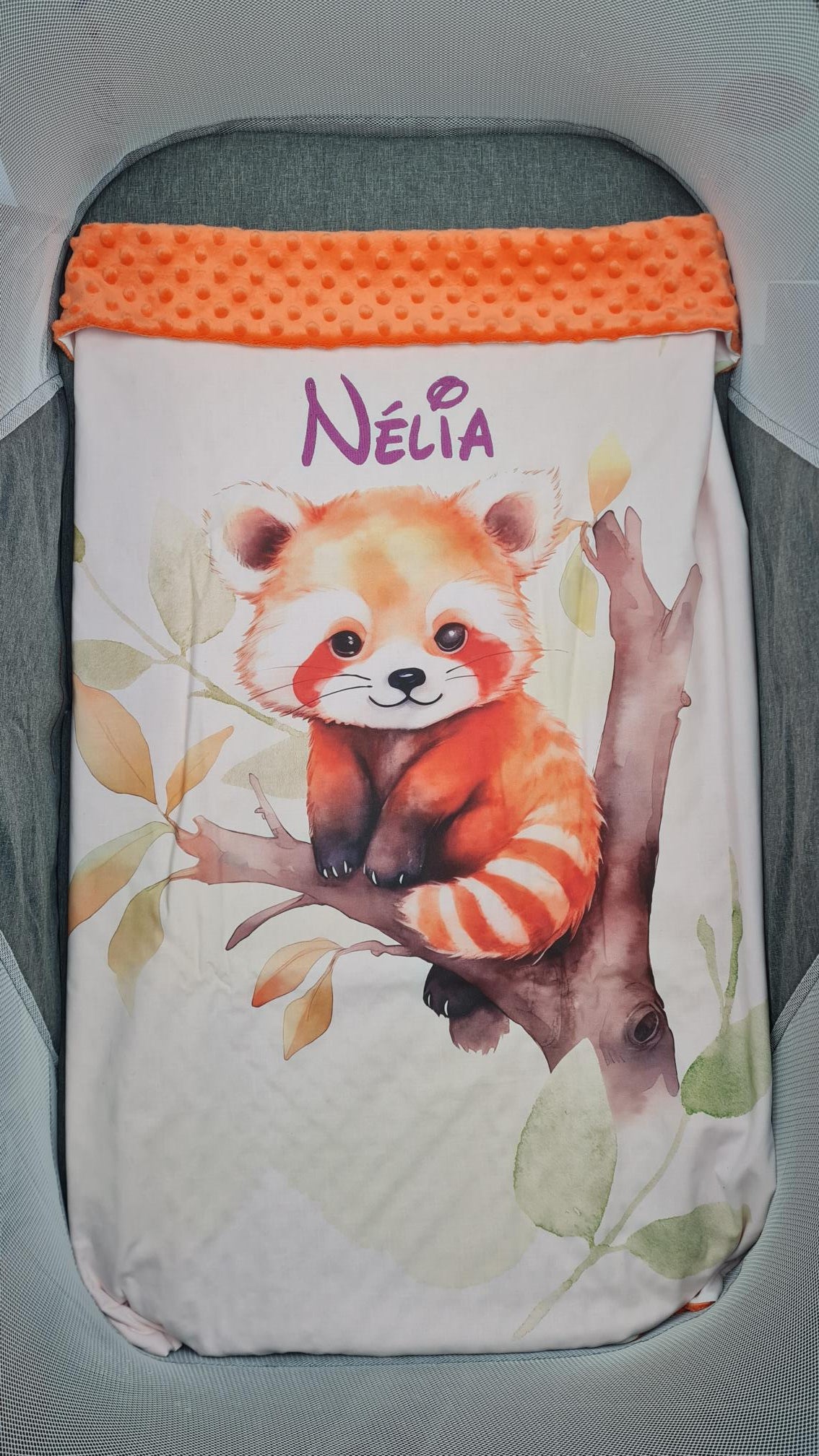 Couverture Plaid Panda Roux | 70cm x 95cm | Couleur minky au choix