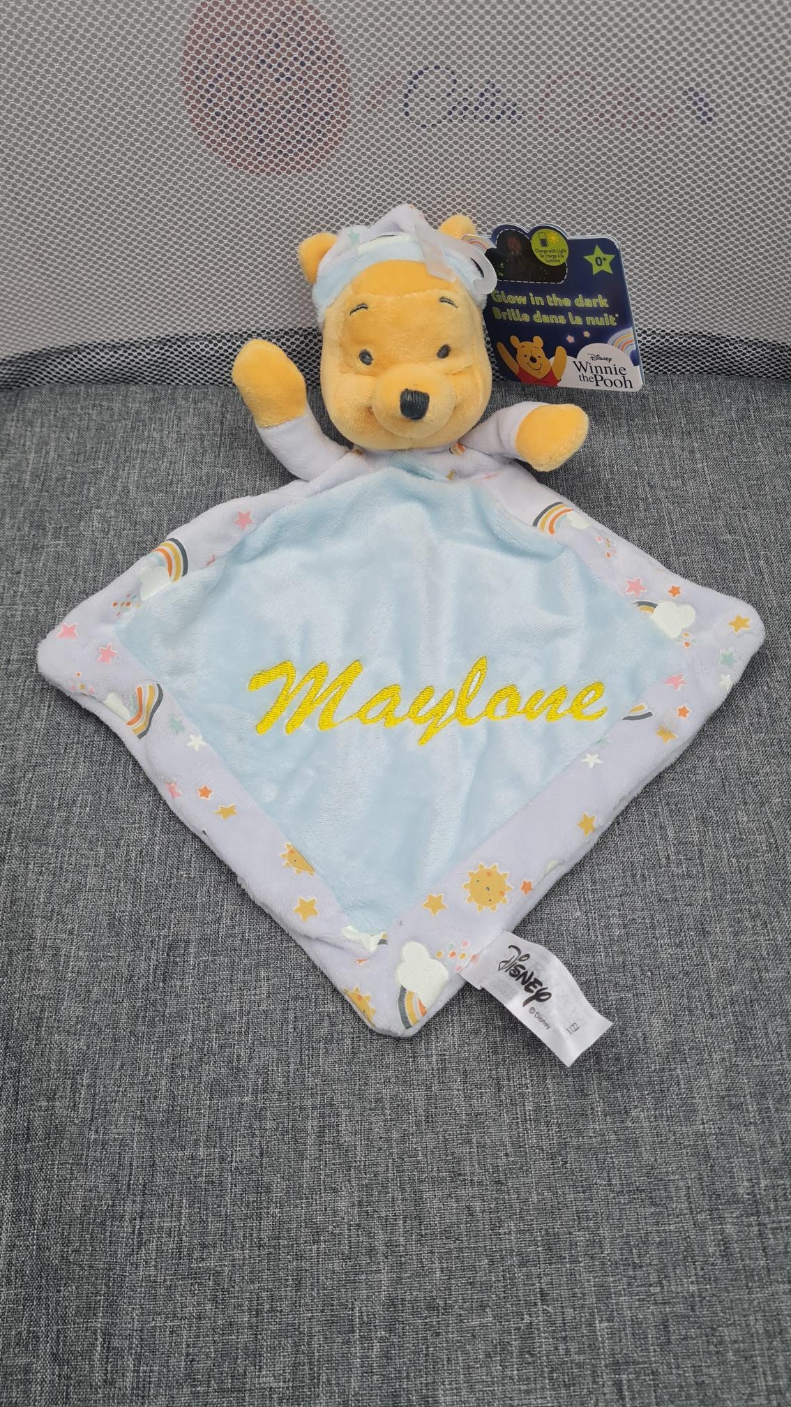 Doudou Disney Bébé Winnie Phosphorescent Personnalisé