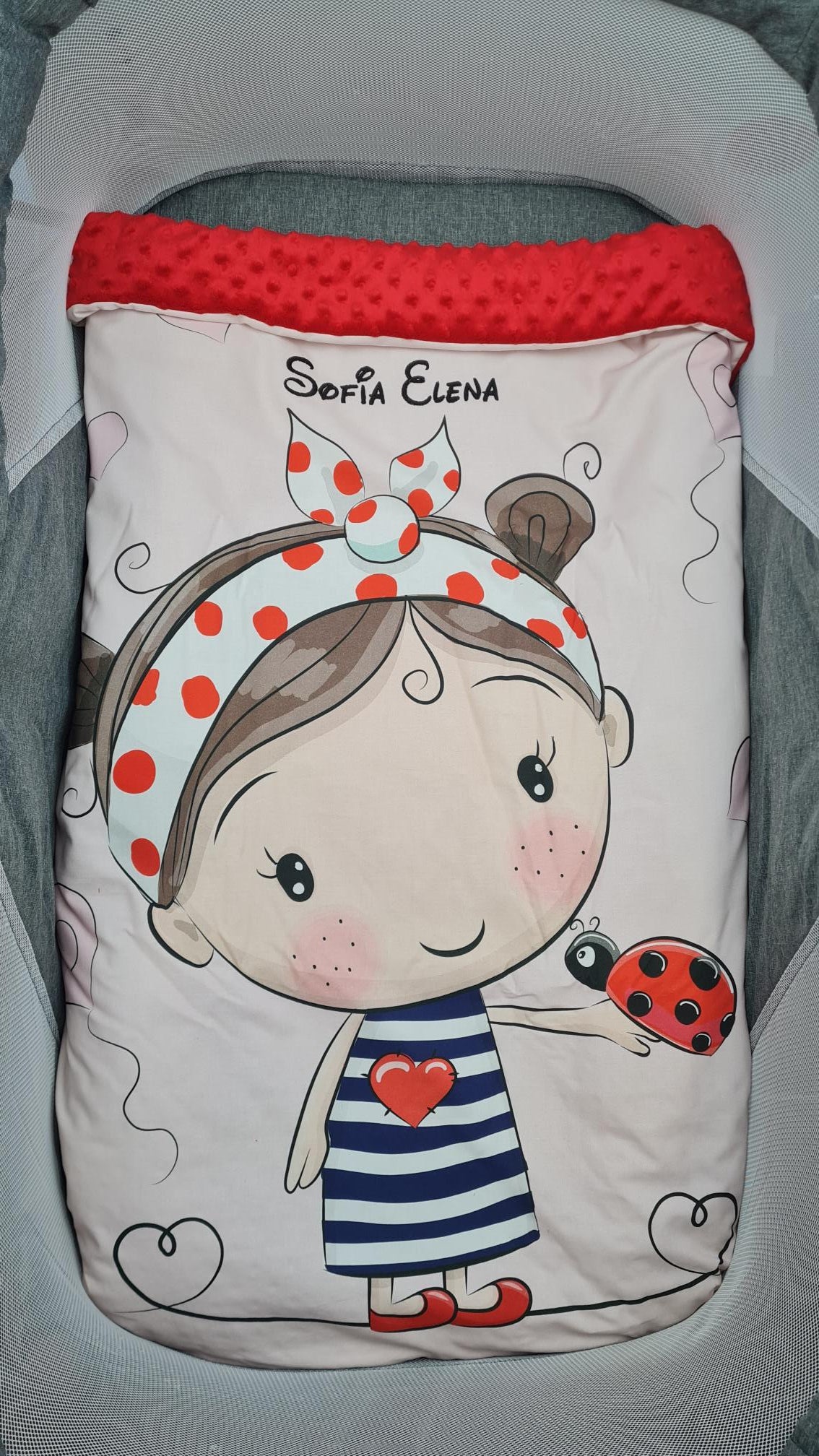 Couverture Plaid Bébé Fille Coccinelle | 70cm x 95cm | Minky au choix
