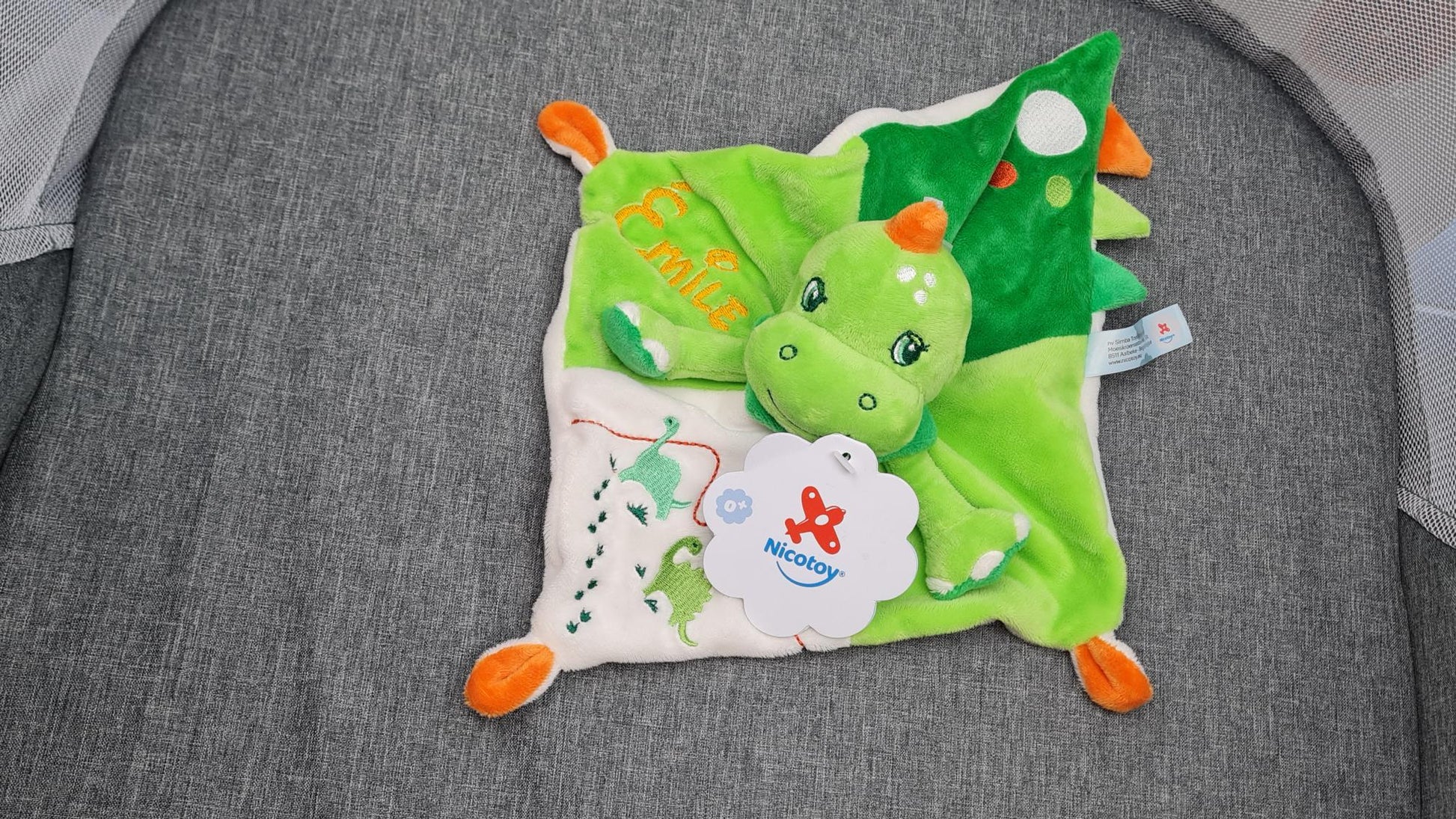 Doudou carré Didouno le Dinosaure Personnalisé | NicoToy - Calincaline.be