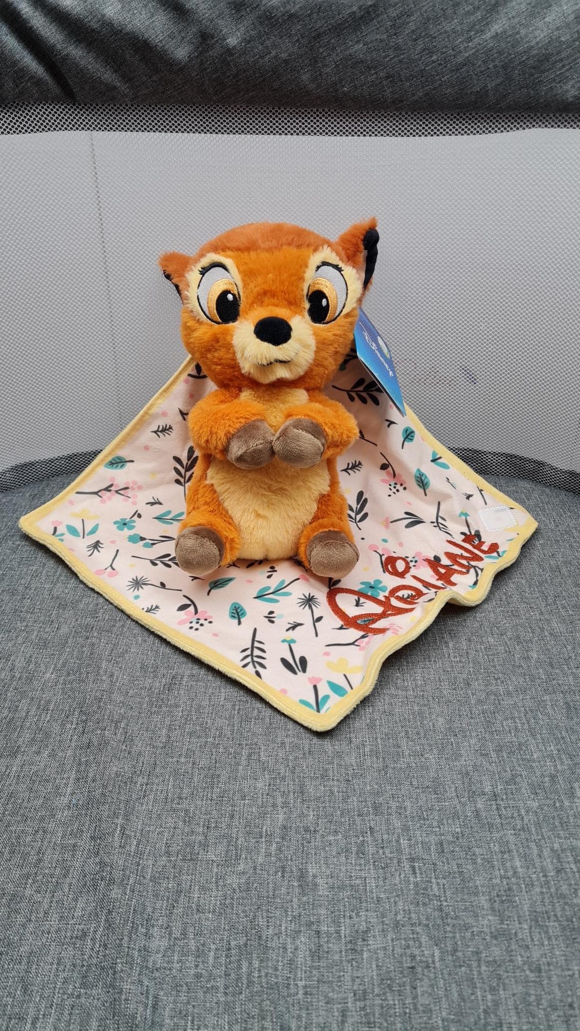 Doudou Peluche Bambi 25cm avec Mouchoir Personnalisé | Nicotoy - Calincaline.be